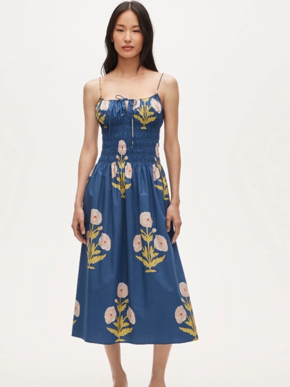 J crew Reverie dress in marigold block print